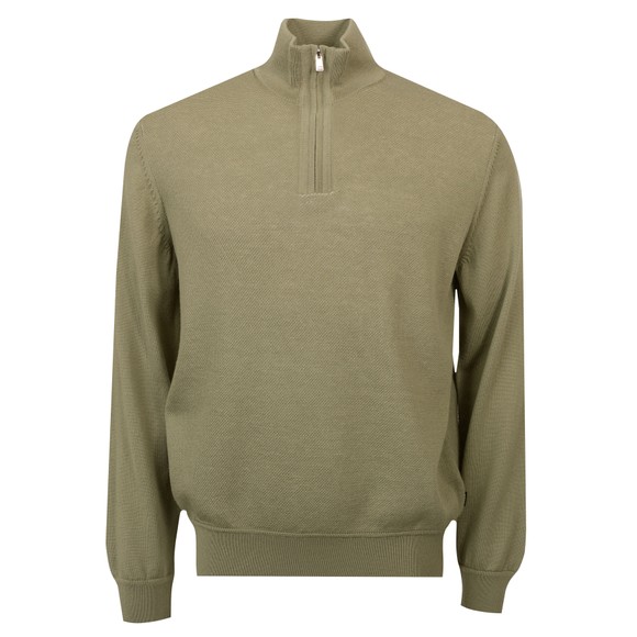 BOSS Mens Green H-IIIario Textured Half Zip Sweatshirt main image