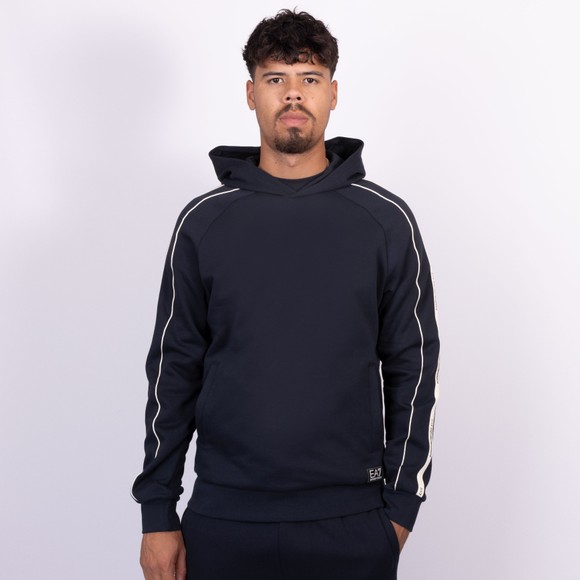 EA7 Emporio Armani Mens Blue Train Logo Taped Hoodie main image
