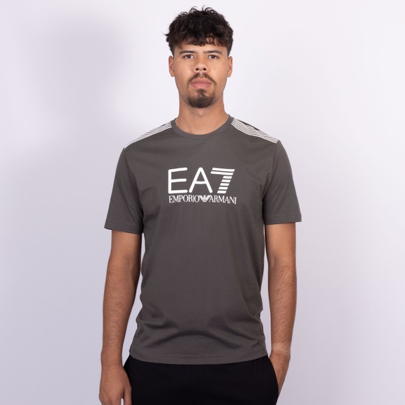 EA7 Emporio Armani Mens Grey Train Lines T-Shirt main image