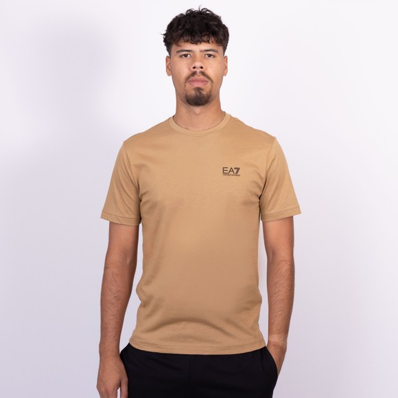 EA7 Emporio Armani Mens Beige Pima Cotton Core Identity T-Shirt main image