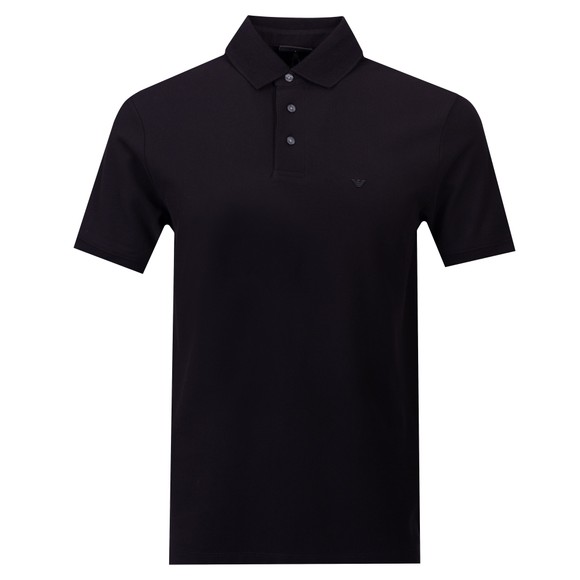 Emporio Armani Mens Black Textured Collar Polo Shirt main image
