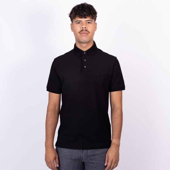 Emporio Armani Mens Black Textured Collar Polo Shirt main image