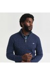 Gant Mens Blue Cotton Cable Half Zip
