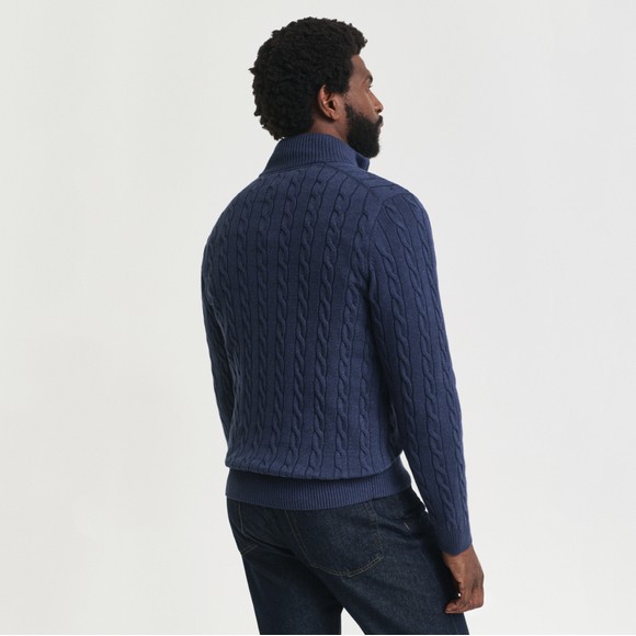 Gant Mens Blue Cotton Cable Half Zip main image