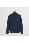 Gant Mens Blue Cotton Cable Half Zip