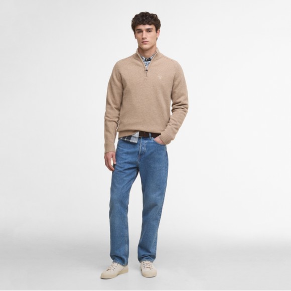 Barbour Lifestyle Mens Beige Grangetown Half Zip Knitted Jumper main image