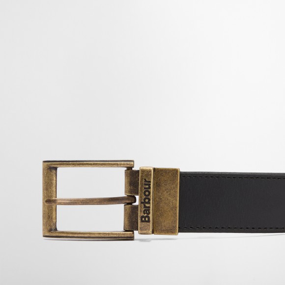 Barbour Lifestyle Mens Black Reversible Tartan Leather Belt main image