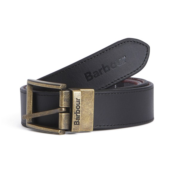 Barbour Lifestyle Mens Black Reversible Tartan Leather Belt main image