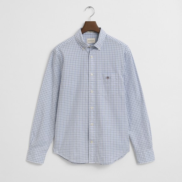 Gant Mens Blue Micro Check Poplin Shirt