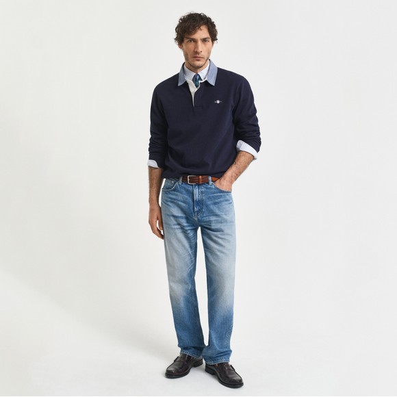Gant Mens Blue Chambray Heavy Rugby Shirt main image
