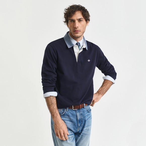 Gant Mens Blue Chambray Heavy Rugby Shirt
