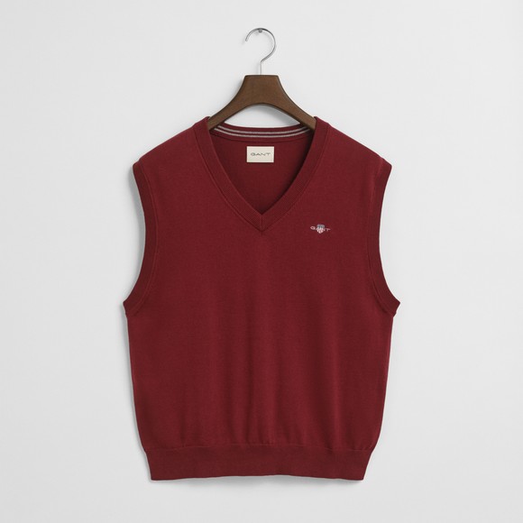 Gant Mens Red Classic Cotton Slipover
