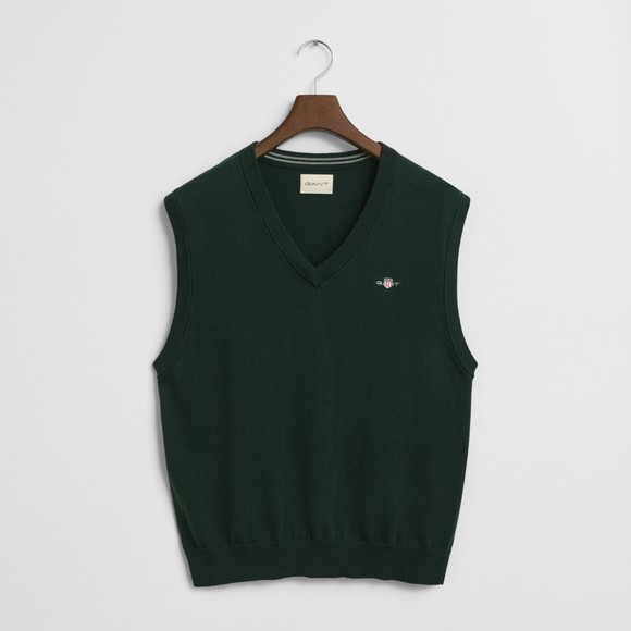 Gant Mens Green Classic Cotton Slipover