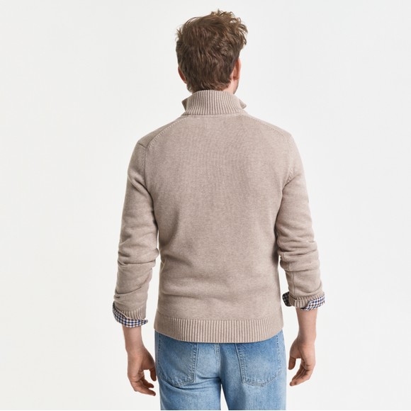 Gant Mens Beige Cotton Half Zip Jumper main image