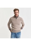 Gant Mens Beige Cotton Half Zip Jumper