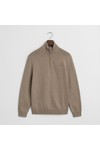 Gant Mens Beige Cotton Half Zip Jumper
