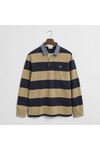 Gant Mens Beige Chambray Stripe Heavy Rugby Shirt