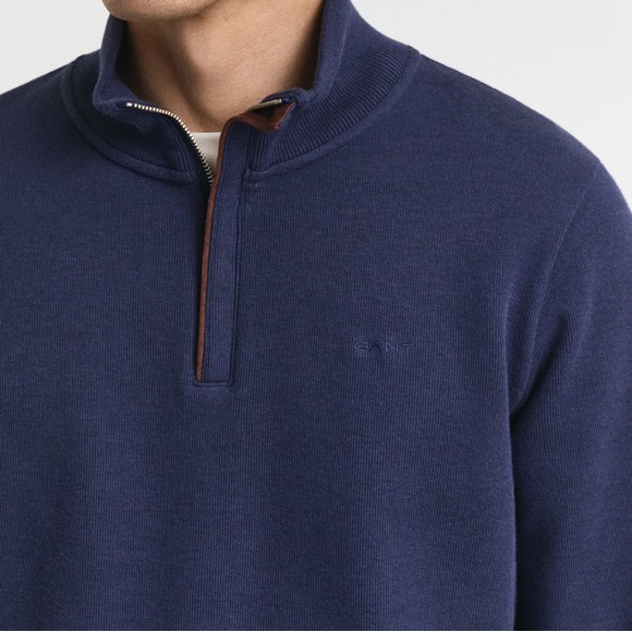 Gant Mens Blue Sacker Rib Half Zip Sweatshirt