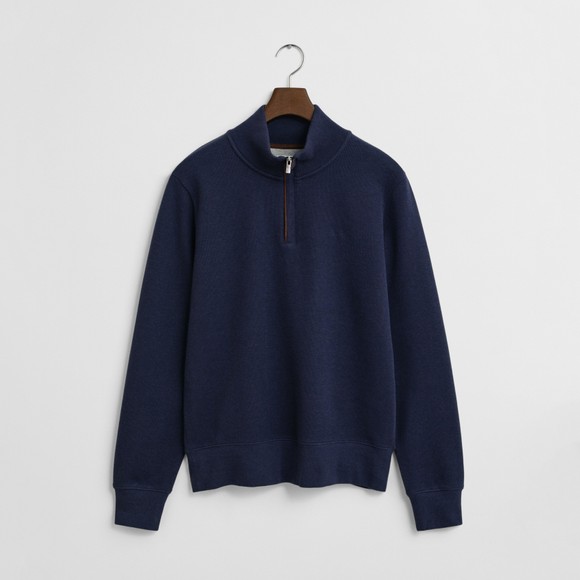 Gant Mens Blue Sacker Rib Half Zip Sweatshirt