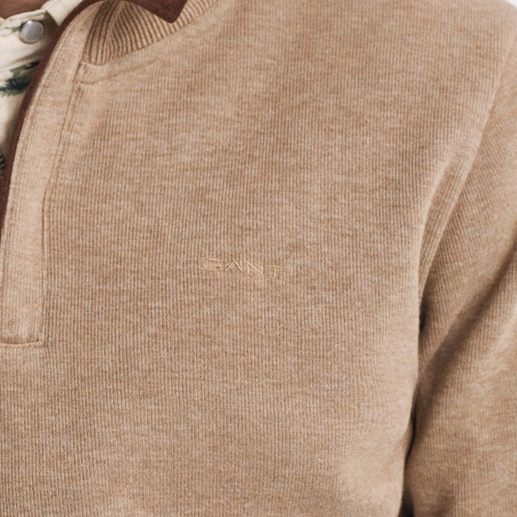 Gant Mens Beige Sacker Rib Half Zip Sweatshirt