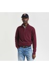 Gant Mens Red Sacker Rib Half Zip Sweatshirt