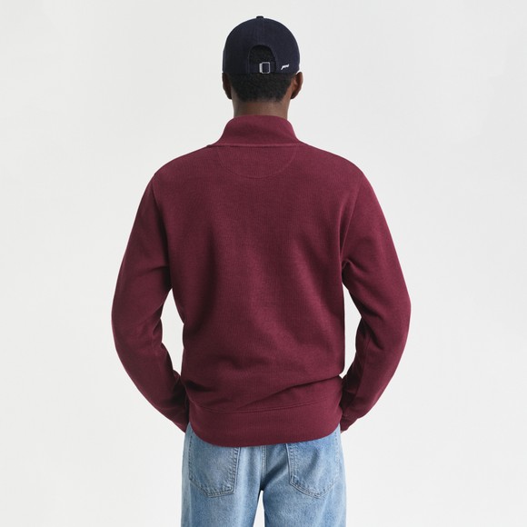 Gant Mens Red Sacker Rib Half Zip Sweatshirt main image