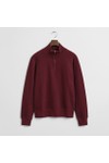 Gant Mens Red Sacker Rib Half Zip Sweatshirt