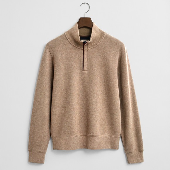 Gant Mens Beige Sacker Rib Half Zip Sweatshirt