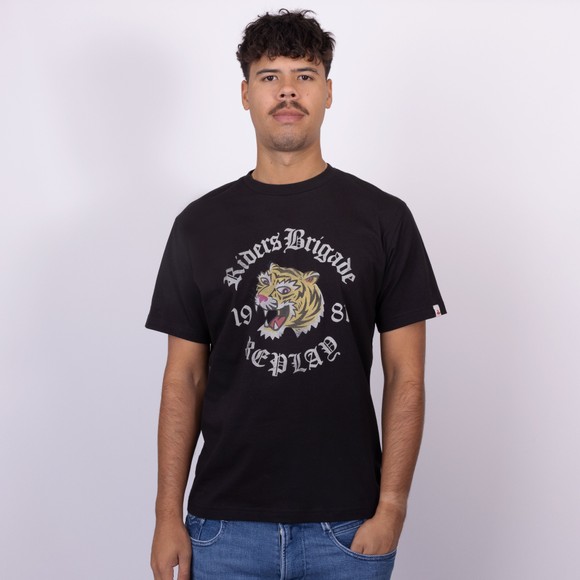 Replay Mens Black Riders Brigade Tiger T-Shirt