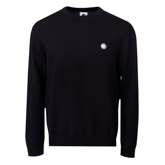 Pretty Green Mens Black Merino Blend Crew Neck Jumper