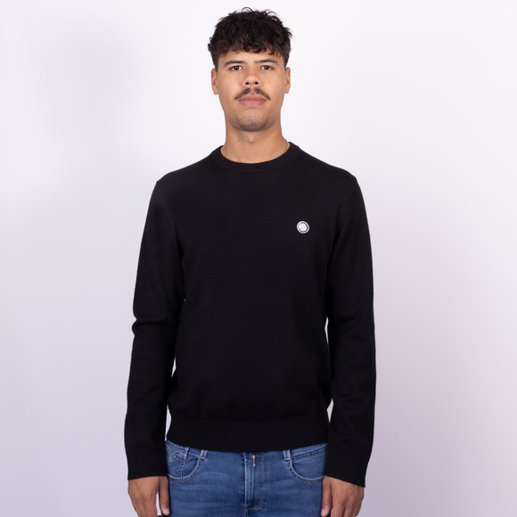Pretty Green Mens Black Merino Blend Crew Neck Jumper