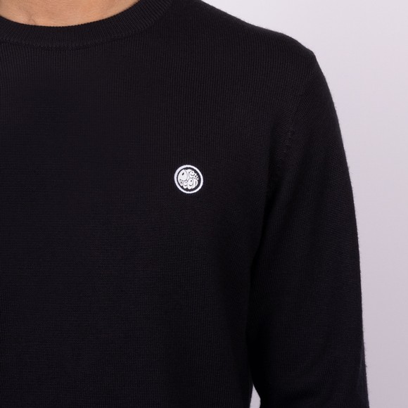 Pretty Green Mens Black Merino Blend Crew Neck Jumper main image