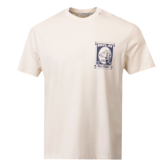 Replay Mens Off-White Denim Dog T-Shirt