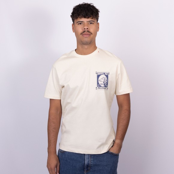 Replay Mens Off-White Denim Dog T-Shirt main image