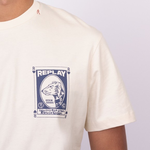 Replay Mens Off-White Denim Dog T-Shirt main image
