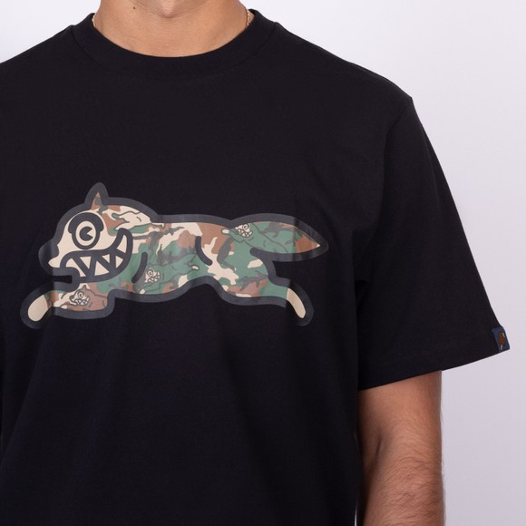 BBC Icecream Mens Black Woodland Camo Running Dog T-Shirt main image