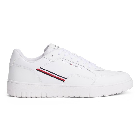 Tommy Hilfiger Mens White Basket Core Striped Trainer