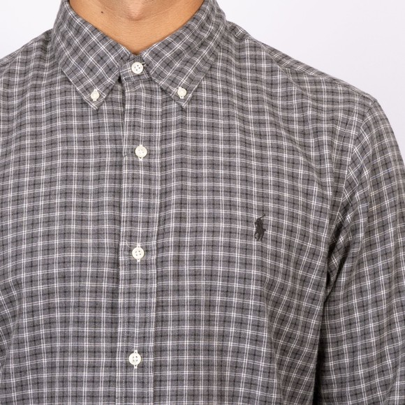 Polo Ralph Lauren Mens Grey Custom Fit Plaid Twill Shirt main image