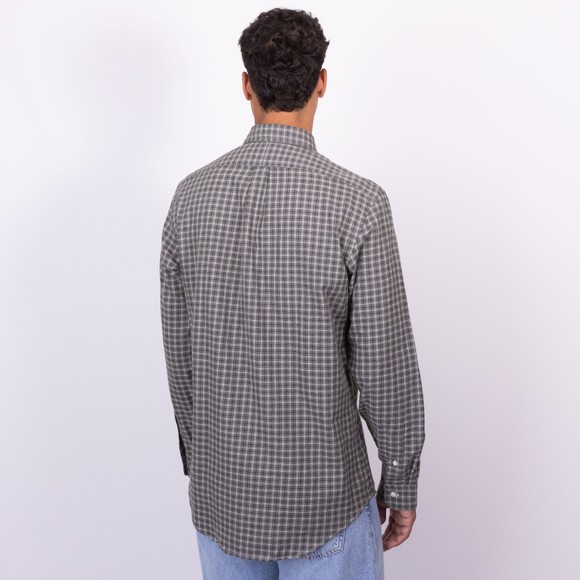 Polo Ralph Lauren Mens Grey Custom Fit Plaid Twill Shirt main image