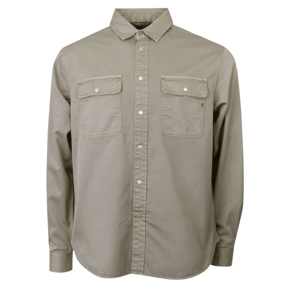 Replay Mens Grey Embroidered Oxford Cotton Shirt