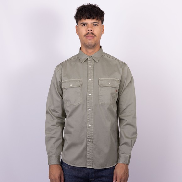Replay Mens Grey Embroidered Oxford Cotton Shirt