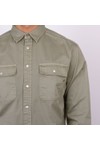 Replay Mens Grey Embroidered Oxford Cotton Shirt