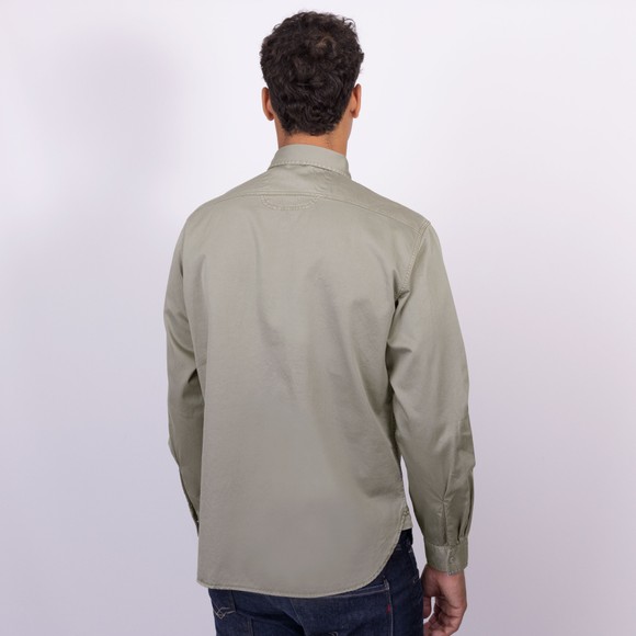 Replay Mens Grey Embroidered Oxford Cotton Shirt main image
