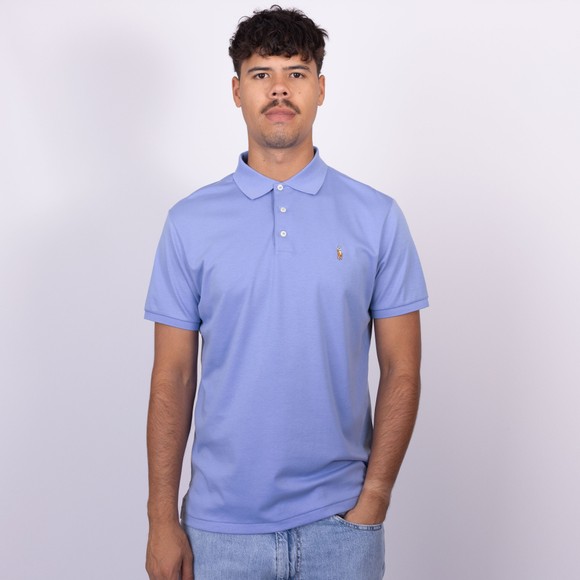 Polo Ralph Lauren Mens Blue Custom Slim Fit Pima Polo Shirt main image