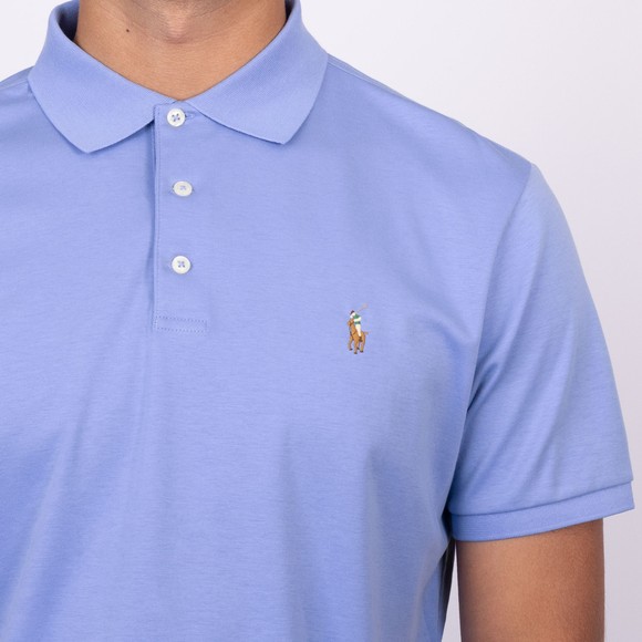 Polo Ralph Lauren Mens Blue Custom Slim Fit Pima Polo Shirt main image