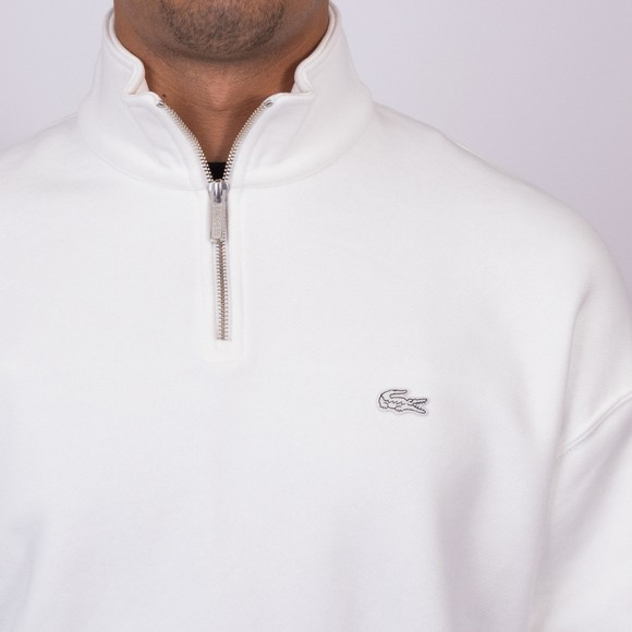 Lacoste Mens Off-White Heavy Fleece 1/4 Zip Sweatshirt main image
