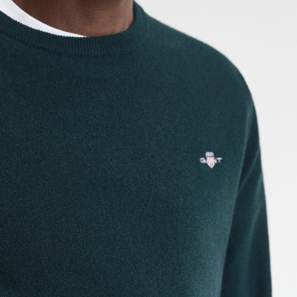 Gant Mens Green Superfine Lambswool C-Neck Jumper main image