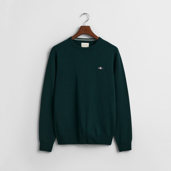 Gant Mens Green Superfine Lambswool C-Neck Jumper