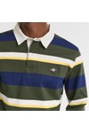 Gant Mens Green Striped Heavy Rugby Shirt