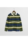 Gant Mens Green Striped Heavy Rugby Shirt